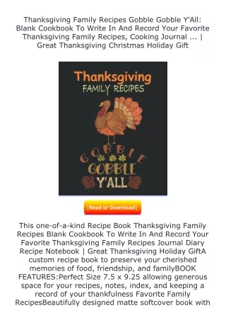 download⚡️ free (✔️pdf✔️) Thanksgiving Family Recipes Gobble Gobble Y'All: