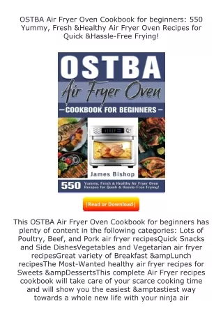 full✔download️⚡(pdf) OSTBA Air Fryer Oven Cookbook for beginners: 550 Yummy