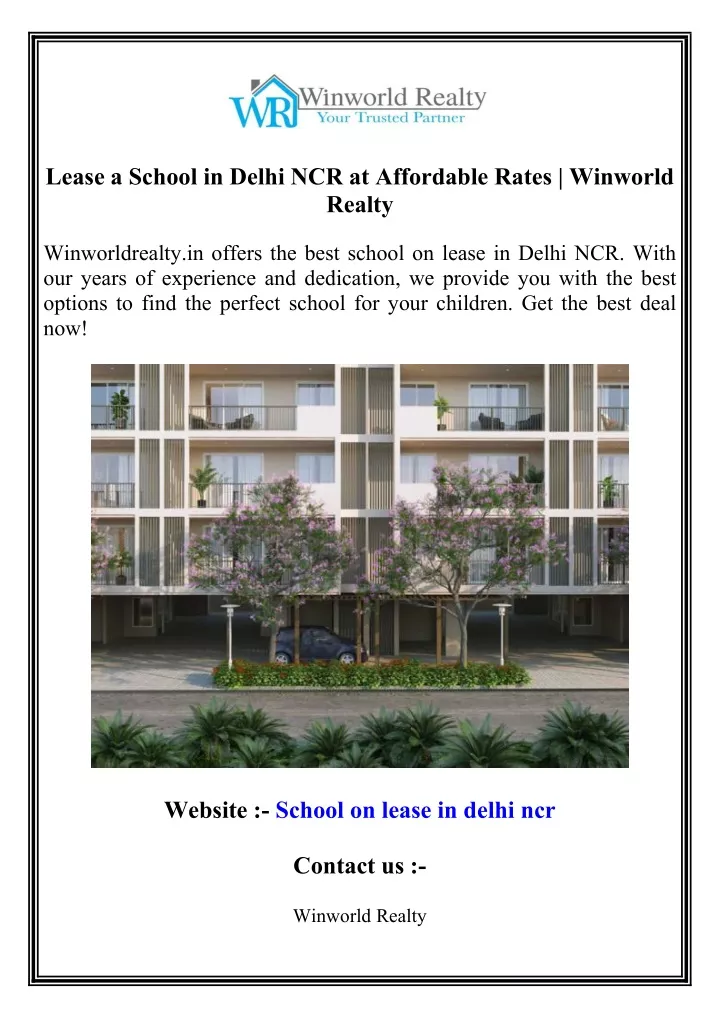 lease a school in delhi ncr at affordable rates