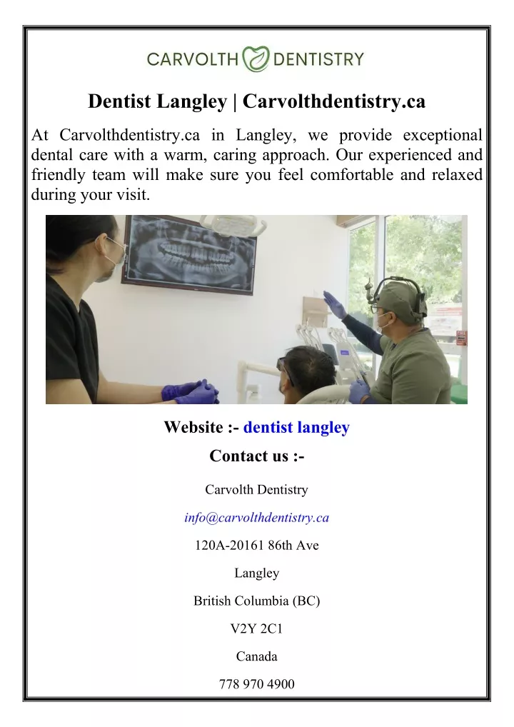 dentist langley carvolthdentistry ca