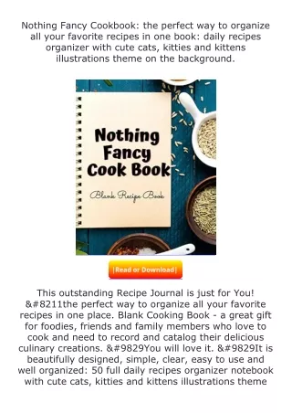 free read (✔️pdf❤️) Nothing Fancy Cookbook: Blank Cooking Book. Write in yo