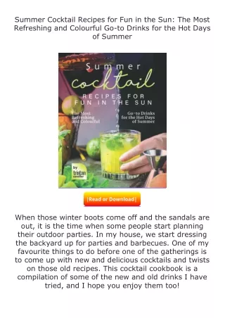 ✔️download⚡️ (pdf) Summer Cocktail Recipes for Fun in the Sun: The Most Ref