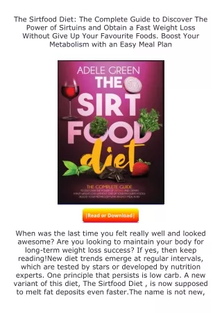 full✔download️⚡(pdf) The Sirtfood Diet: The Complete Guide to Discover The