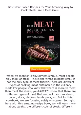 free read (✔️pdf❤️) Best Meat Based Recipes for You: Amazing Way to Cook St