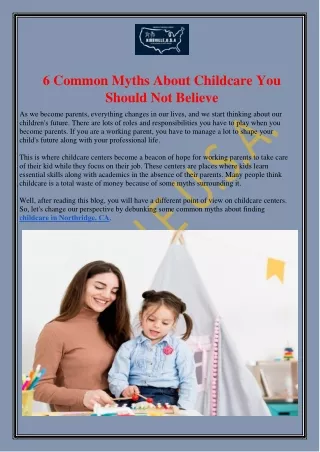 6 Common Myths About Childcare You Should Not Believe