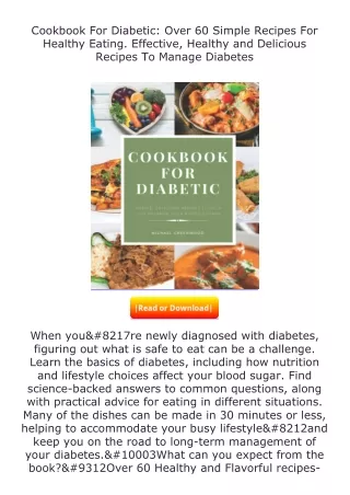 [READ]⚡PDF✔ Cookbook For Diabetic: Over 60 Simple Recipes For Healthy Eatin