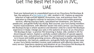 Pet Food in JVC