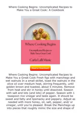 pdf❤(download)⚡ Where Cooking Begins: Uncomplicated Recipes to Make You a G