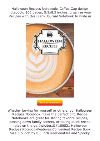 download⚡️ free (✔️pdf✔️) Halloween Recipes Notebook: Coffee Cup design not