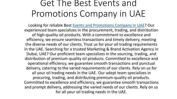 get the best events and promotions company in uae