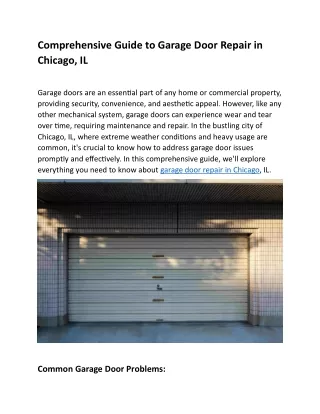 Garage Door Repair in Chicago, IL
