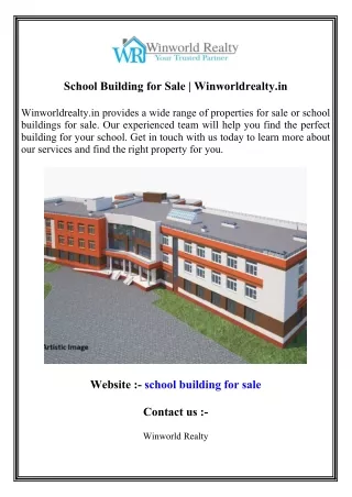 School Building for Sale   Winworldrealty.in