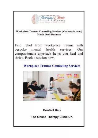 Workplace Trauma Counseling Services | Online-cbt.com | Minds Over Business