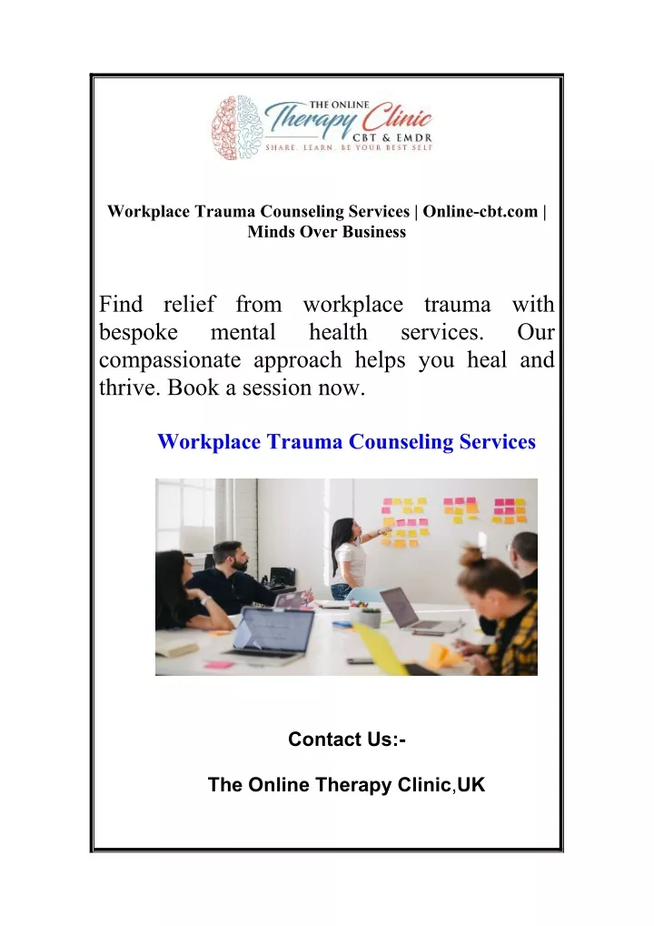 workplace trauma counseling services online