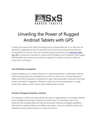 Unveiling the Power of Rugged Android Tablets with GPS