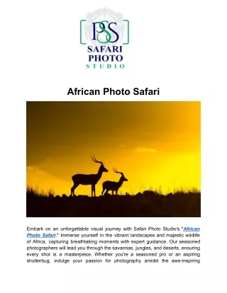 Safari Photography Tours | Safari Photo Studio
