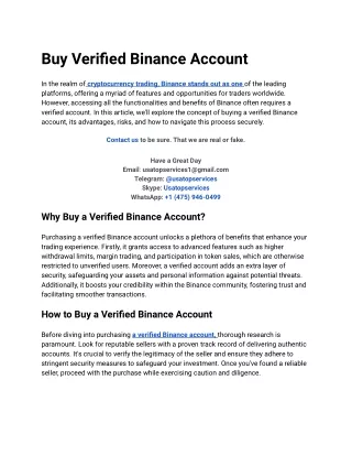 Buy Verified Binance Account From My Site