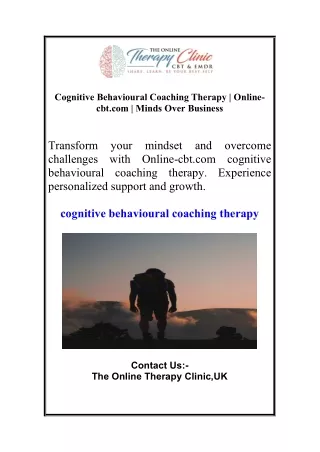 Cognitive Behavioural Coaching Therapy | Online-cbt.com | Minds Over Business
