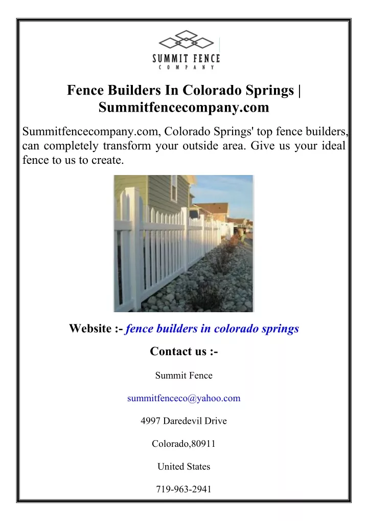 fence builders in colorado springs