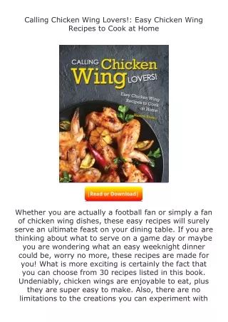 ✔️READ ❤️Online Calling Chicken Wing Lovers!: Easy Chicken Wing Recipes to