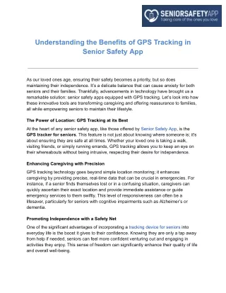 Understanding the Benefits of GPS Tracking in Senior Safety App