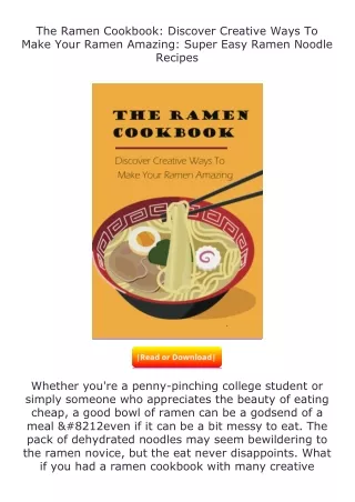 download⚡️ free (✔️pdf✔️) The Ramen Cookbook: Discover Creative Ways To Mak