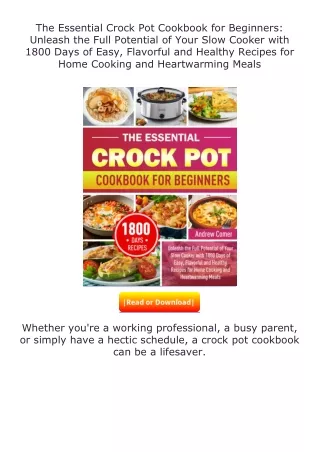 free read (✔️pdf❤️) The Essential Crock Pot Cookbook for Beginners: Unleash