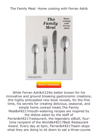 pdf❤(download)⚡ The Family Meal: Home cooking with Ferran Adrià