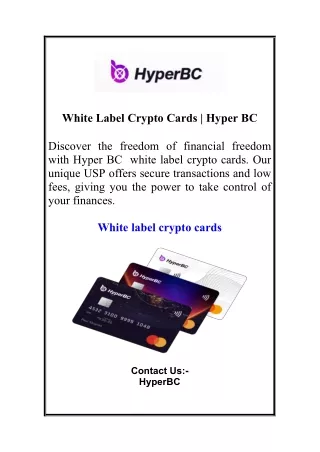 White Label Crypto Cards | Hyper BC