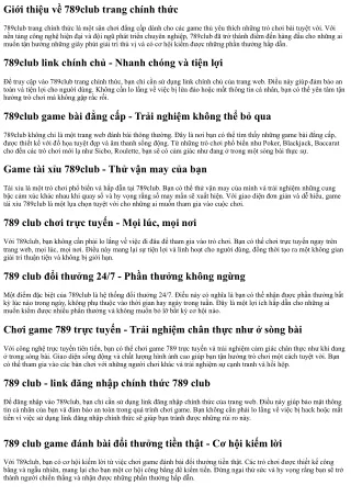 789club trang chính thức - Sân chơi đẳng cấp cho game thủ