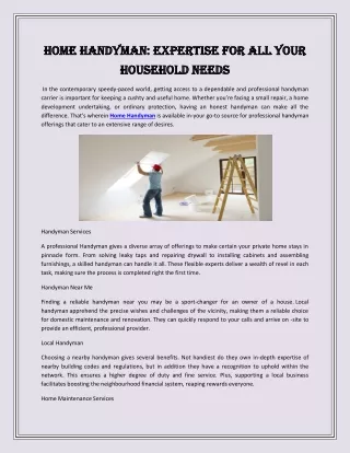 Home Handyman: Expertise for All Your Household Needs