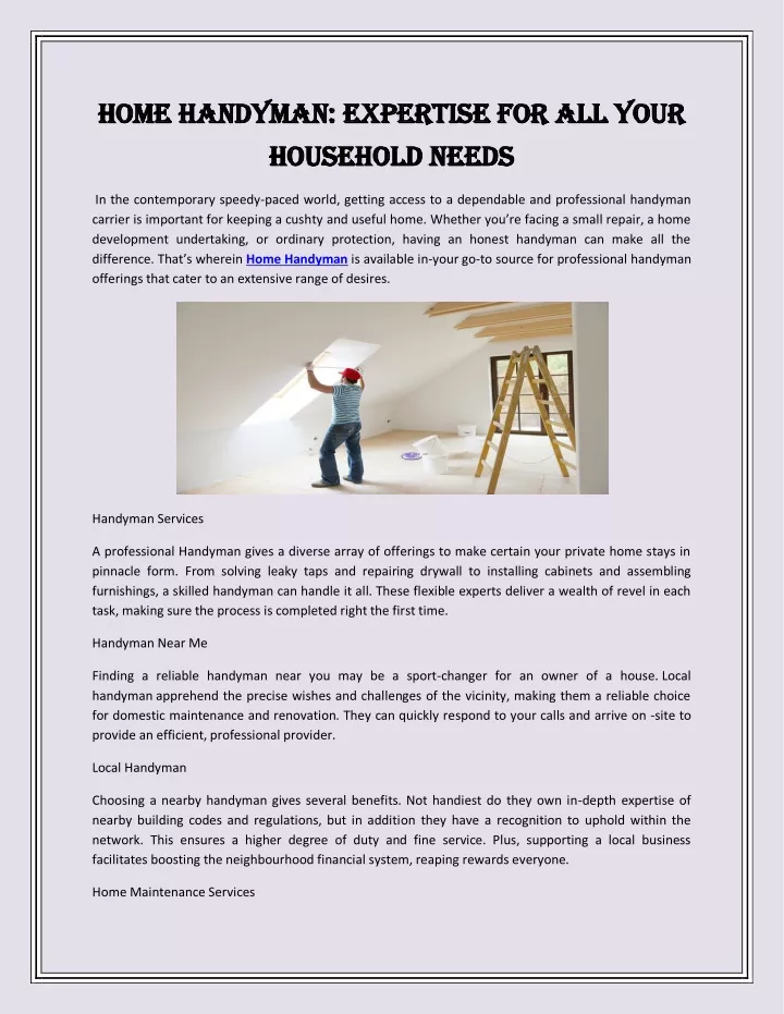 home handyman expertise for all your home