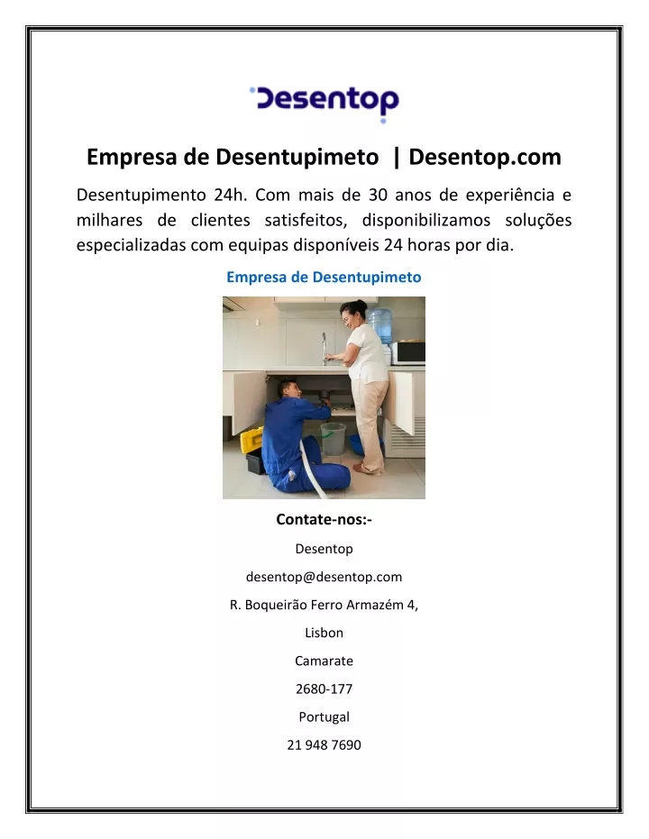 empresa de desentupimeto desentop com