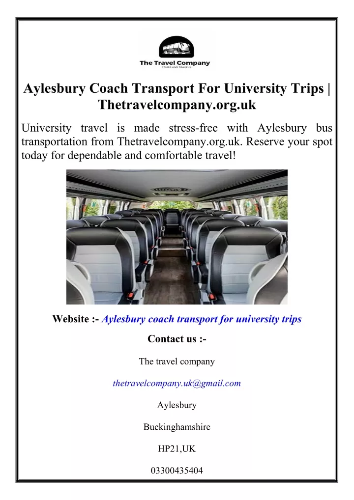 aylesbury coach transport for university trips