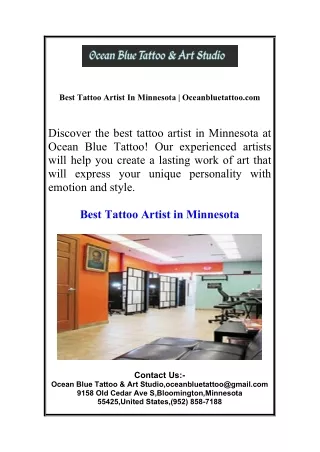 Best Tattoo Artist In Minnesota | Oceanbluetattoo.com