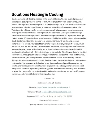 Solutions Heating and Cooling