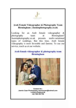 Arab Female Videographer & Photography Team Birmingham | Jasminphotography.co.uk
