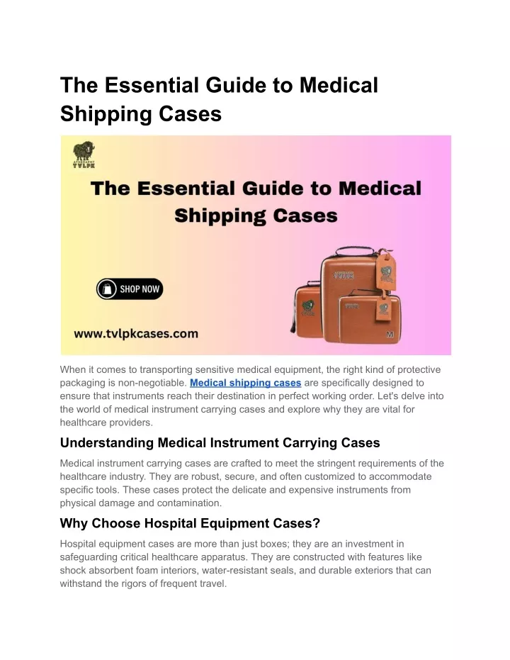 the essential guide to medical shipping cases