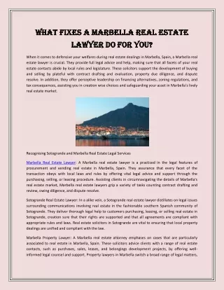 What Fixes a Marbella Real Estate Lawyer Do for You