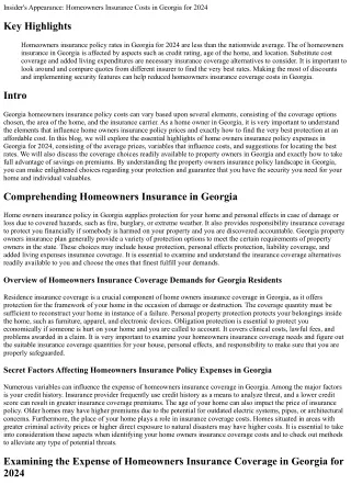 Grasping Homeowners Insurance Costs in Georgia for 2024