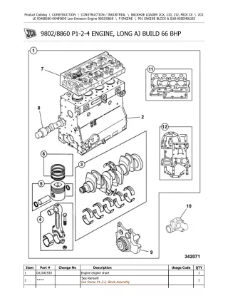 JCB 2CX LE (Low Emission Engine) BACKHOE LOADER Parts Catalogue Manual (Serial Number 00480600-00489695)