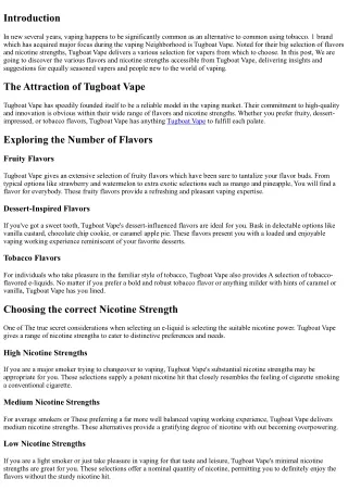 Tugboat Vape: Discovering the Variety of Flavors and Nicotine Strengths