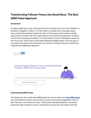 Transforming Follower Frenzy into Brand Buzz_ The Best SMM Panel Approach