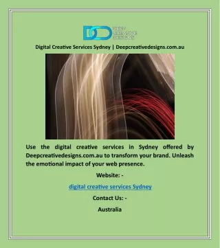 Digital Creative Services Sydney  Deepcreativedesigns.com