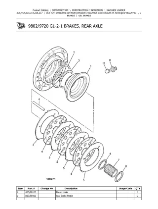 JCB 3CX (CM) BACKOHE LOADER Parts Catalogue Manual (Serial Number 00460001-00499999)