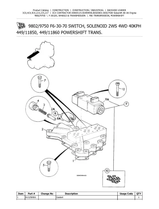 JCB 3CX BACKOHE LOADER (AR AK Engine) Parts Catalogue Manual (Serial Number 00469125-00499999)