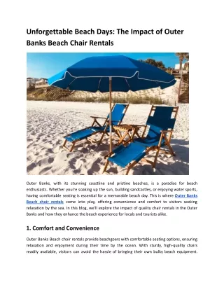 Outer Banks Beach Chair Rentals - Essential to Elevate Beach Day