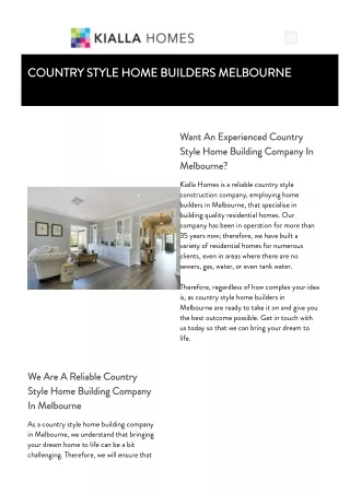 Country Style Home Builders Melbourne