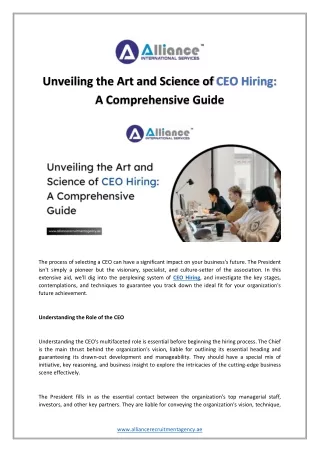 Unveiling the Art and Science of CEO Hiring A Comprehensive Guide