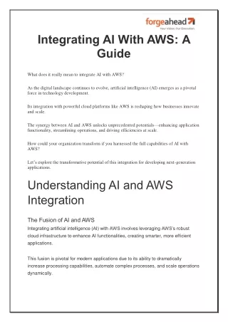 Unlocking Innovation: Integrating AI With AWS - Your Comprehensive Guide